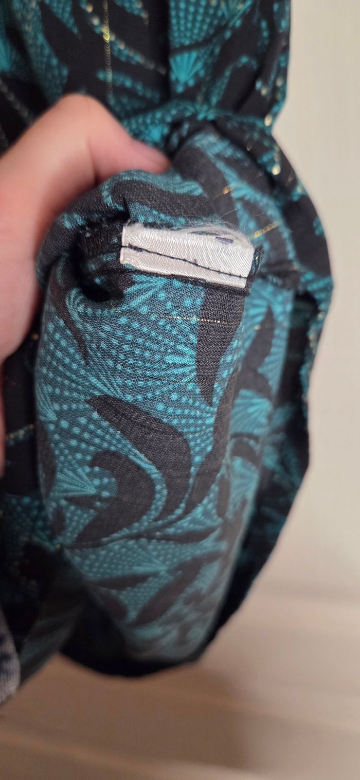 Robe Cache Cache fluide bleu canard & doré – style portefeuille – taille élastique – excellent état - photo numéro 7