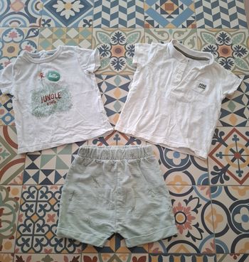 Ensemble short + 2 tee-shirts manches courtes 18 mois