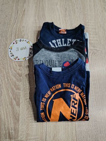 Lot de 3 t-shirts manches longues garçon 3ans tao,in extenso,nerf