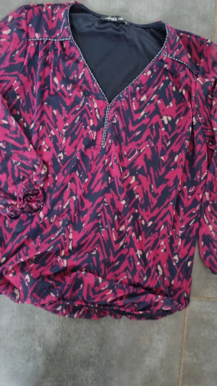 Haut XL 42 neuf elasthanne mauve décolleté - photo numéro 2