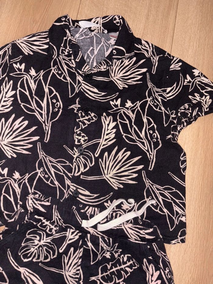 Tenue enfant garçon style hawaïenne noir et blanc zara 2-3 ans 98cm - photo numéro 2