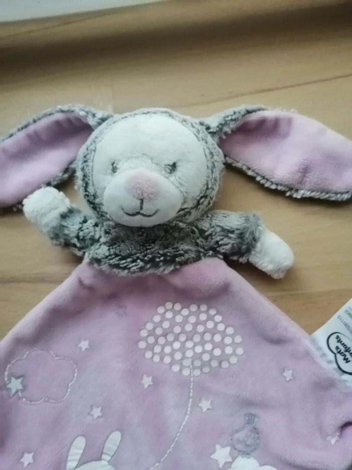 Mots d'enfants doudou ours blanc en lapin gris fluorescent rose - photo numéro 3