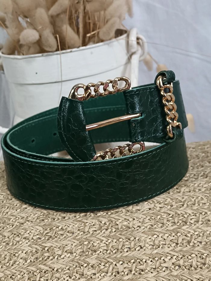 Ceinture cuir effet croco | Vintage
