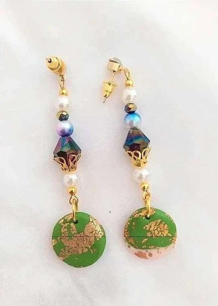 💖 Boucles d'oreilles originales pendantes chic vintage avec perles - photo numéro 3