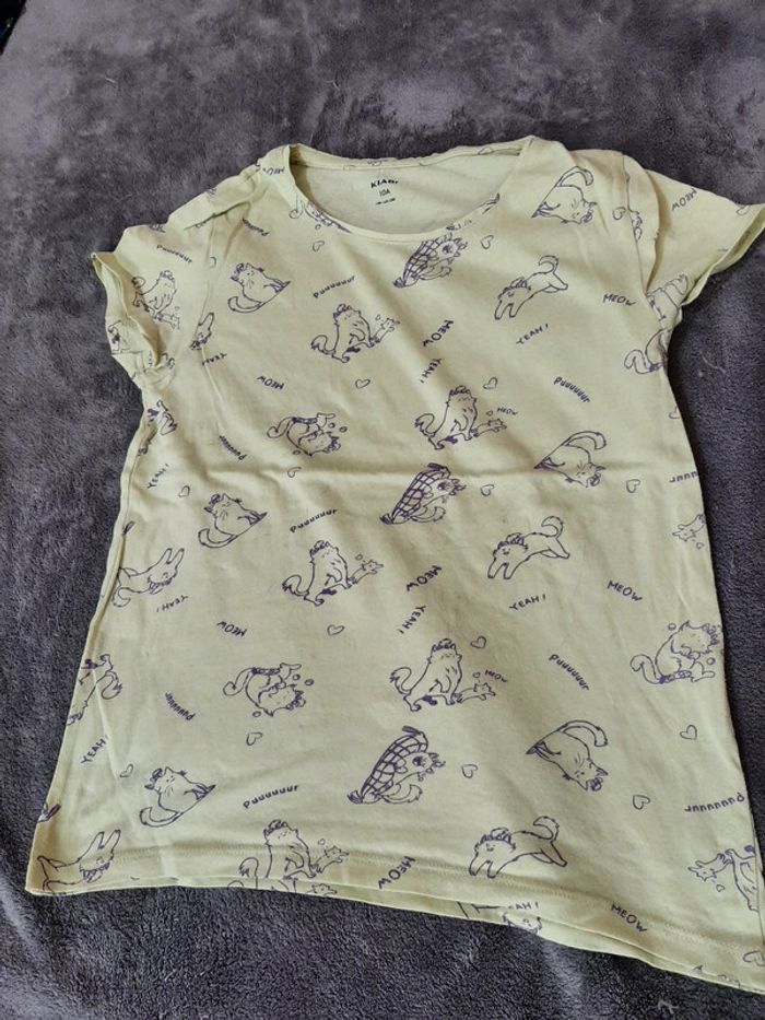 T-shirt jaune chats 10ans