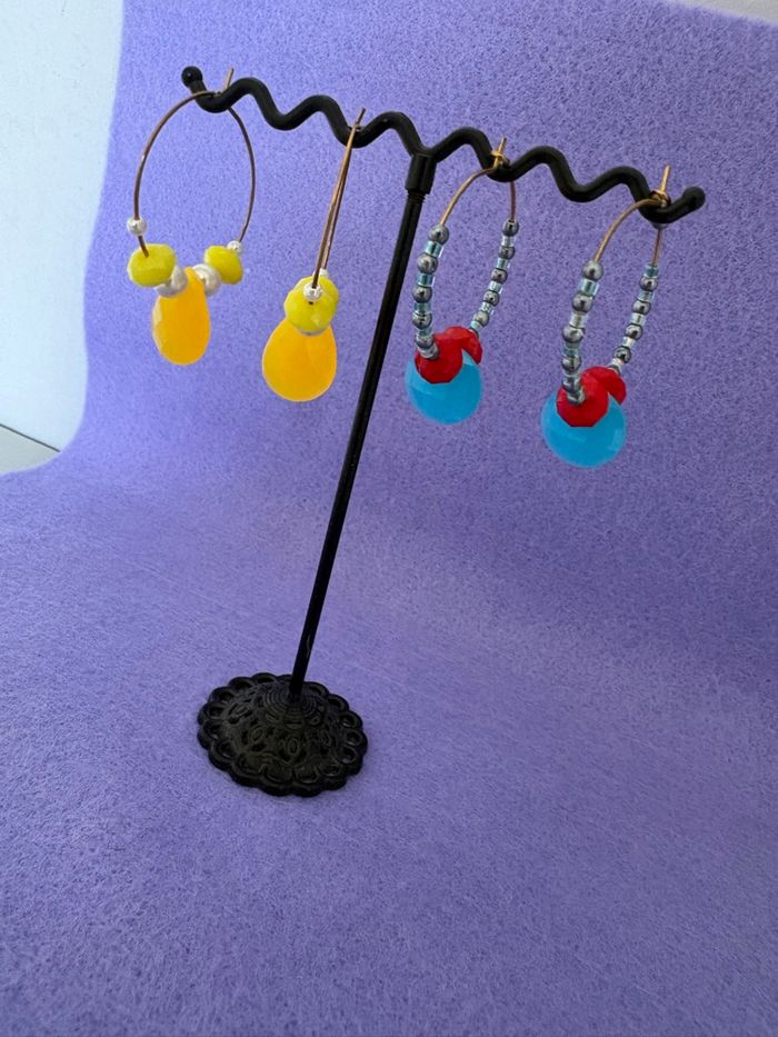 6 paires de boucles d’oreilles rouge jaune et orange - photo numéro 10