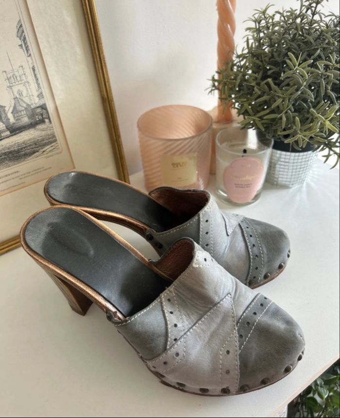 Talon sabot bleu Les Tropeziennes vintage - photo numéro 9