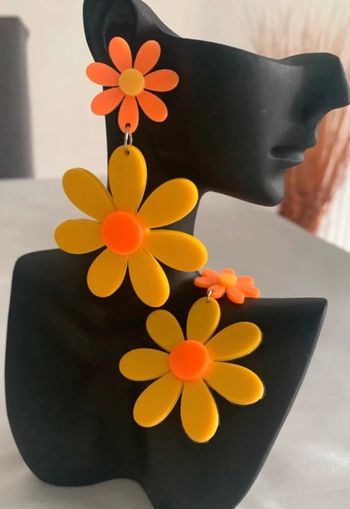 Boucles d’oreilles XXL fleur orange et jaune