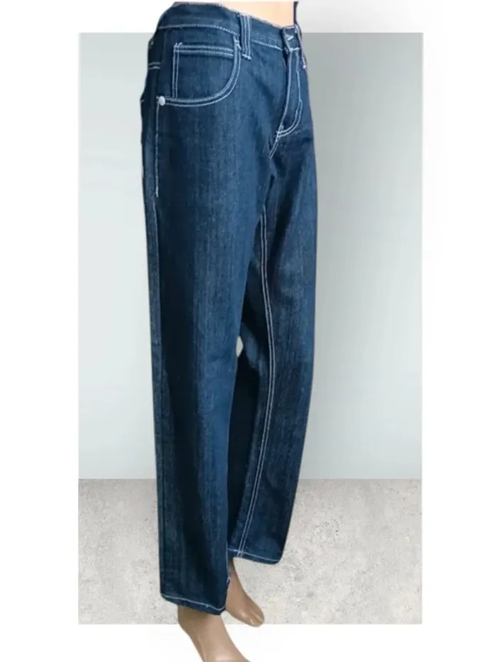 Jean Raw Blue ,coupe droite jambe large ,taille haute ,extensible - photo numéro 3