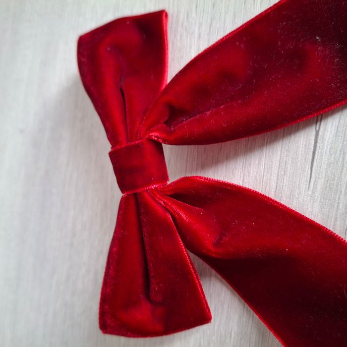 Barrette nœud rouge à pince en tissu velours pour cheveux - photo numéro 4