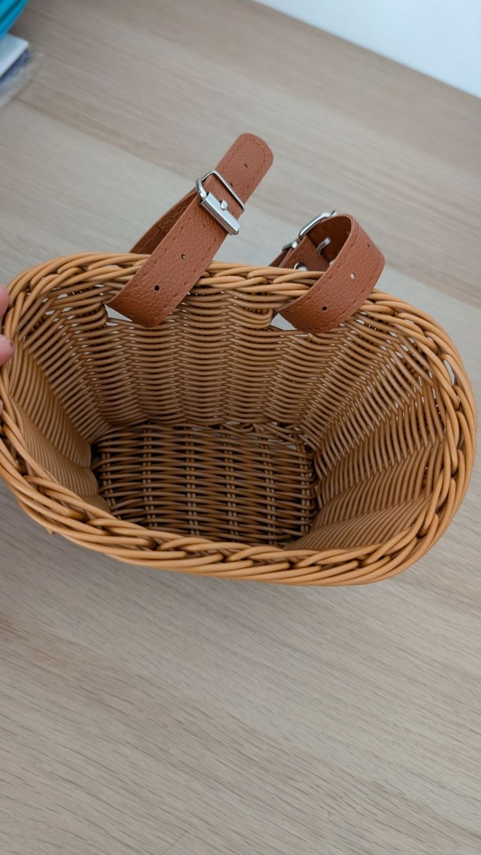 Petit panier de vélo trotinette enfant imitation rotin - photo numéro 5