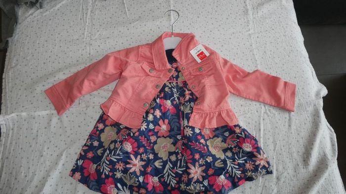 Rose sans manches+ veste – NEUF – 24 mois fille