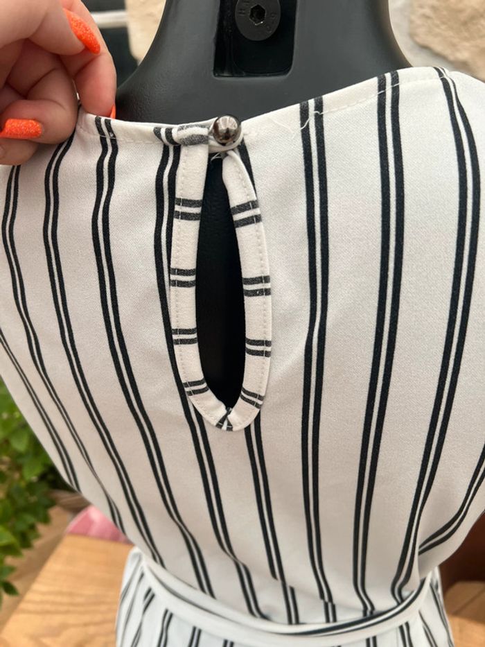 Combinaison short été Combi à rayures femme blanche noire M 38 - photo numéro 4