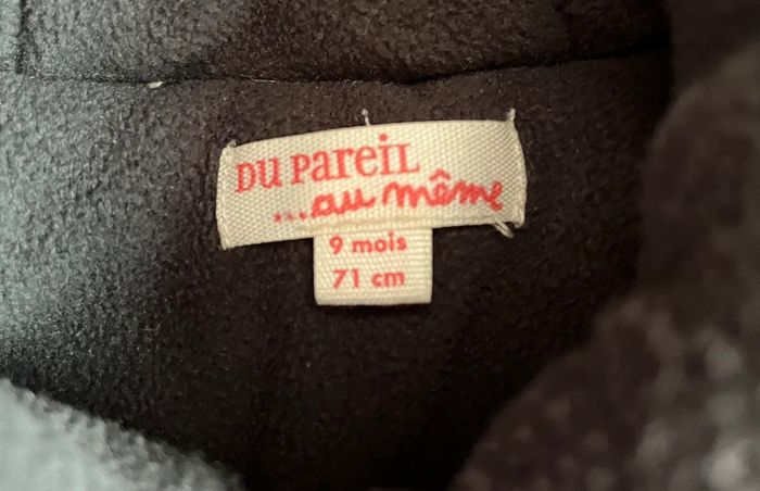 Combinaison polaire grise foncée Du Pareil au Même pour bébé 9 mois - photo numéro 3