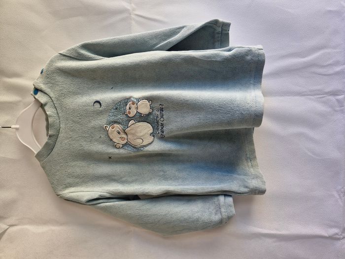Pyjama 2 pièces 3 ans Tissaia Bleu clair à rayures Oursons C’est pas toi la Grande Ourse - photo numéro 4