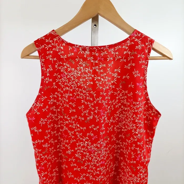 Robe rouge Monoprix AutreTon imprimé libellules sans manches T38 A1445 - photo numéro 7