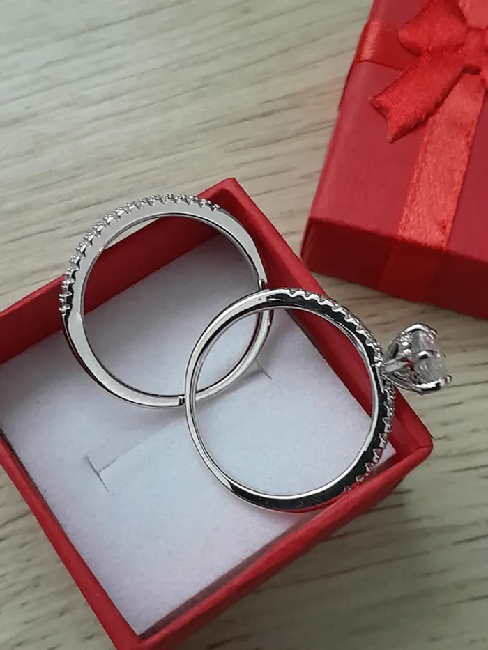 Ensemble de 2 bagues, Alliance + Bague coupe marquise, taille 60 - N° 02 - photo numéro 4