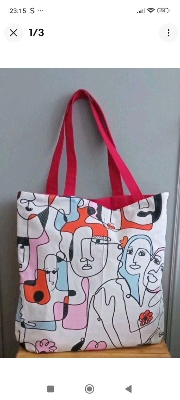 Tote bag artistique fait main – 45 x 45 cm