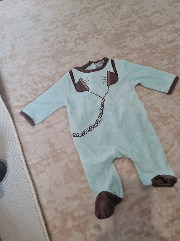 Pyjama 1 mois très bon etat bleu turquoise - photo numéro 4