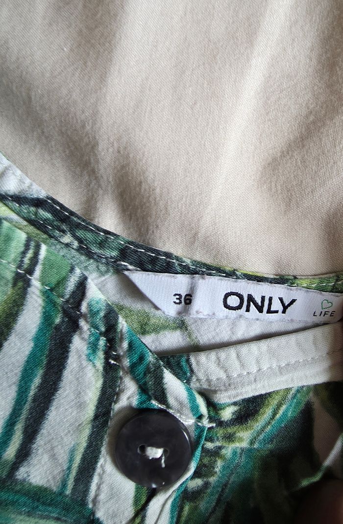Only Débardeur Viscose Motif Tropical Vert Blanc 36 - photo numéro 4