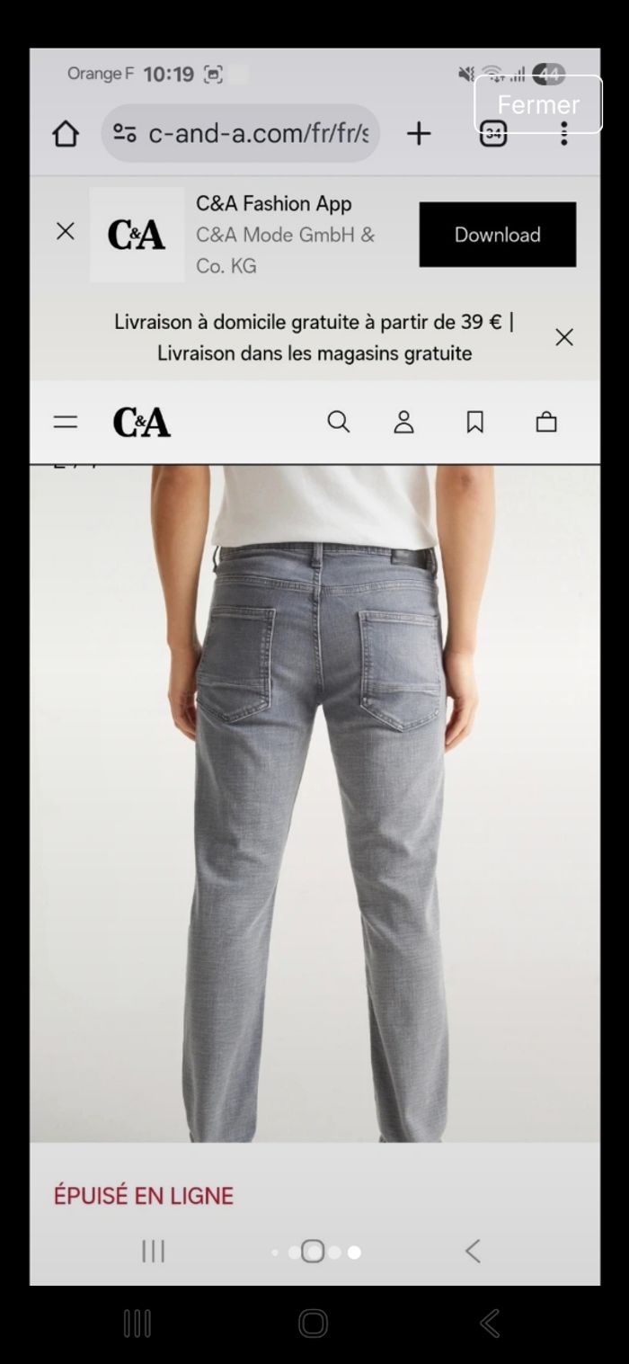 Jeans slim homme C&A 38 neuf - photo numéro 6