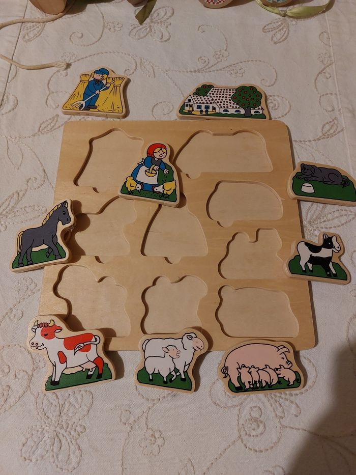 Puzzle en bois la ferme et les animaux - photo numéro 2