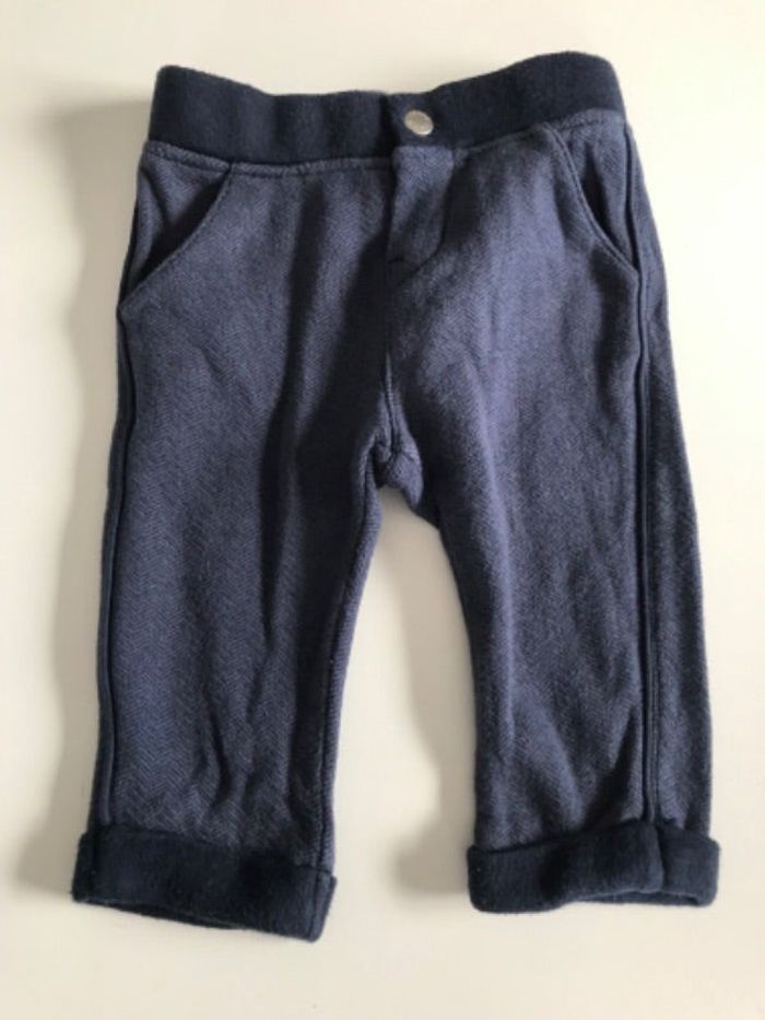 Pantalon bébé marine molletonné Obaibi 6 mois