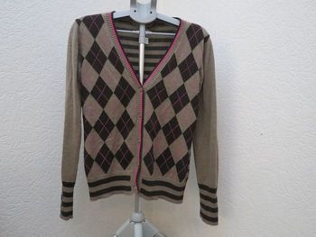 Gilet cardigan à losanges – style preppy chic🤩