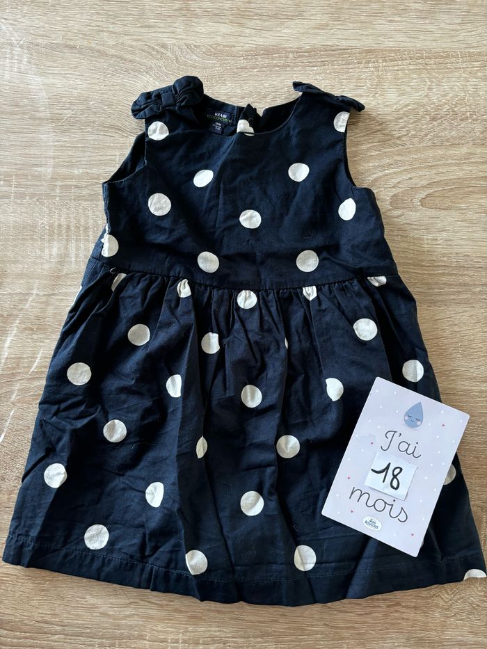 Robe bleu pois blanc KIABI t.18m