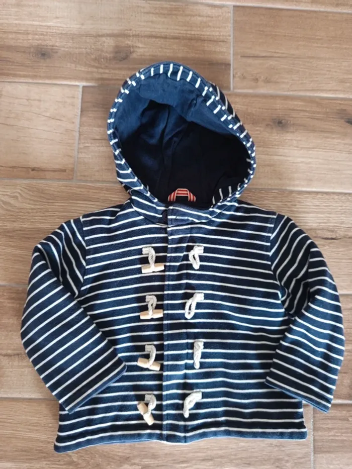 Veste molleton marinière Petit Bateau, 18 mois