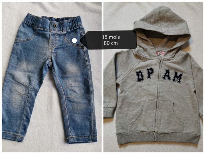 Gilet à capuche pantalon 18 mois