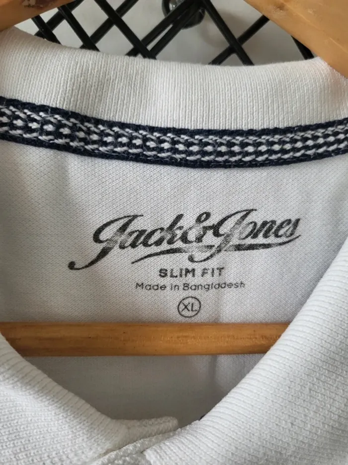 Polo blanc uni Jack&Jones XL slim fit - photo numéro 3
