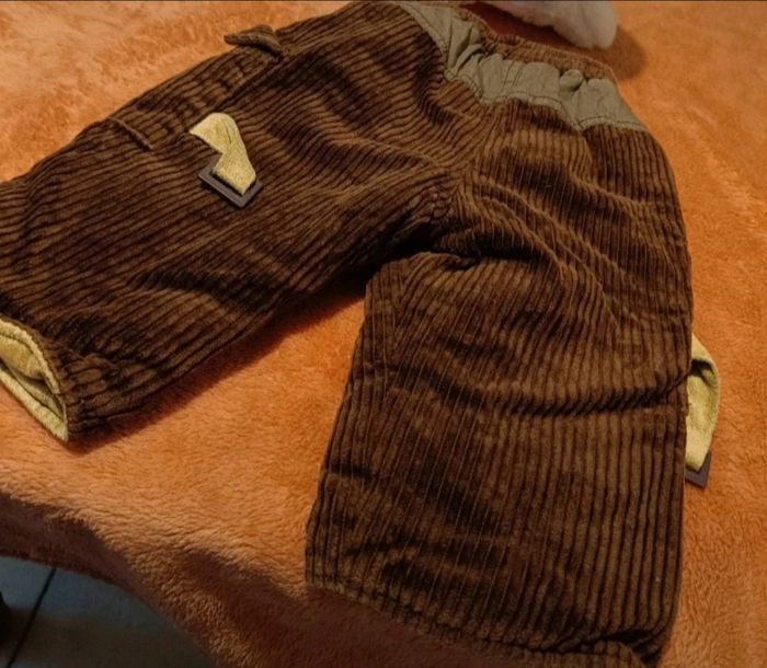 Pantalon Bébé Doublé en Velours Côtelé Marron (6 Mois) - photo numéro 2