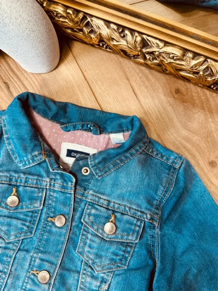 Taille 3 ans veste en jean et foulard fille Okaïdi Tao bleue rose 🩷 - photo numéro 3