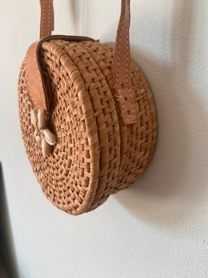 Petit sac en osier tressé et cuir - photo numéro 7