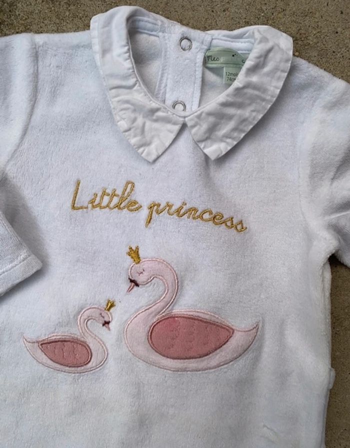 Pyjama velours col Claudine bébé fille 74 cm Mes Petits Cailloux - photo numéro 3