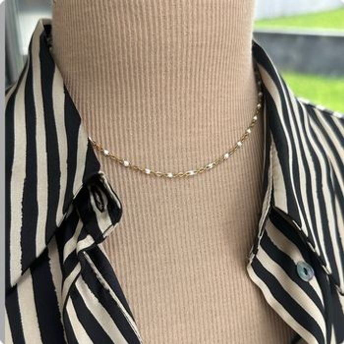 Collier perles résine email or acier - Ateliersdisa collection - photo numéro 2