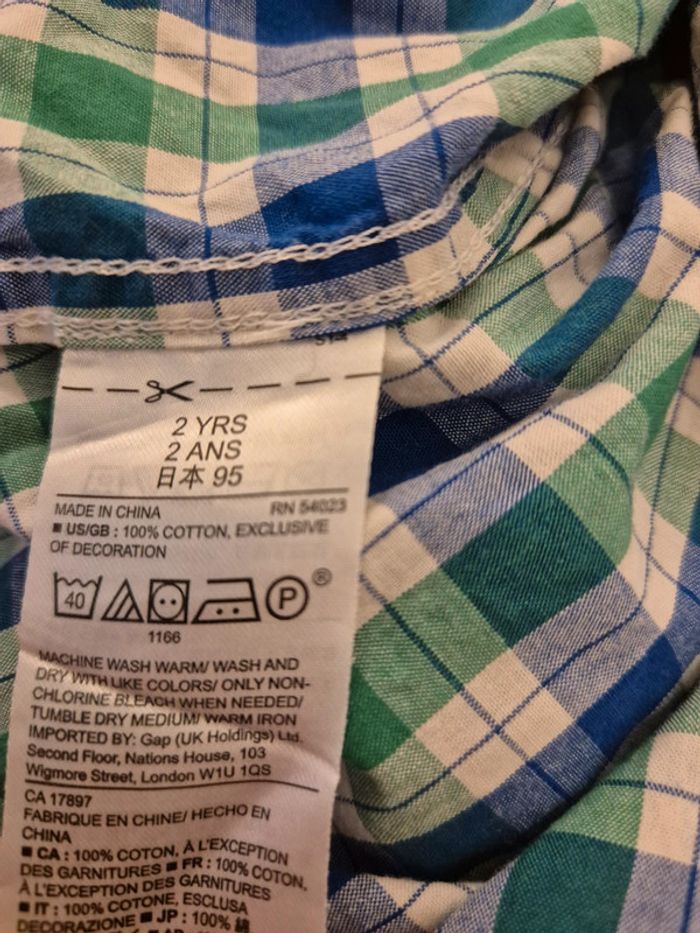 Chemise à carreaux Baby GAP 2 ans 95 cm - photo numéro 5