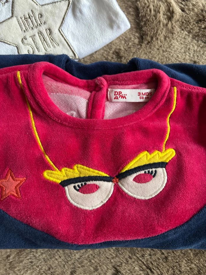 2 pyjamas velour taille 3 mois - photo numéro 2