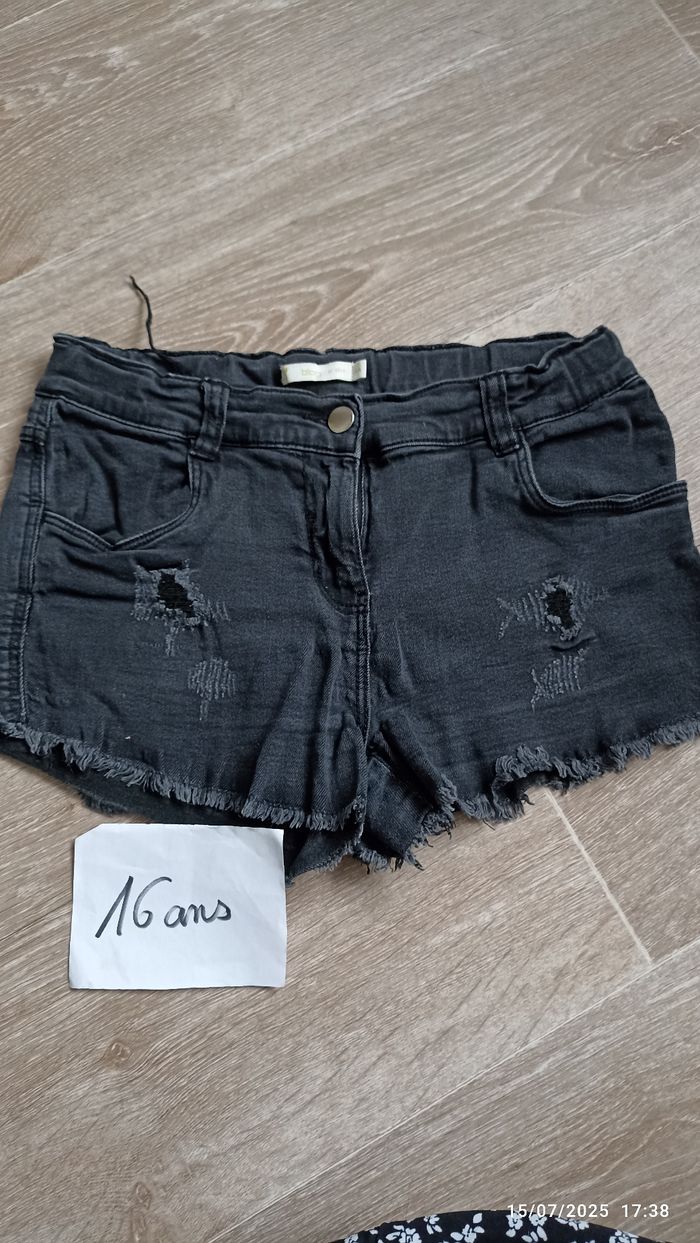 Short court jeans noir 16 ans Gémo