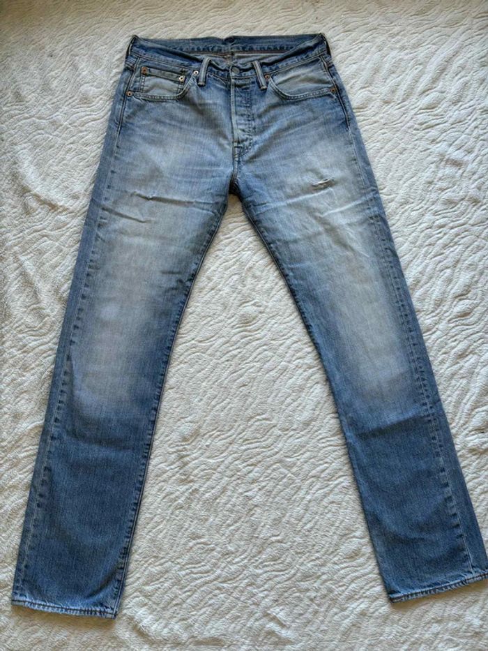 Jean levi’s 501 homme bleu effet délavé coupe regular straight droit taille W33 42/44 L L34 - photo numéro 3
