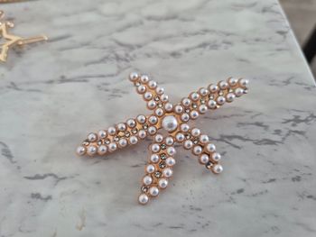 Barette or etoile de mer perle