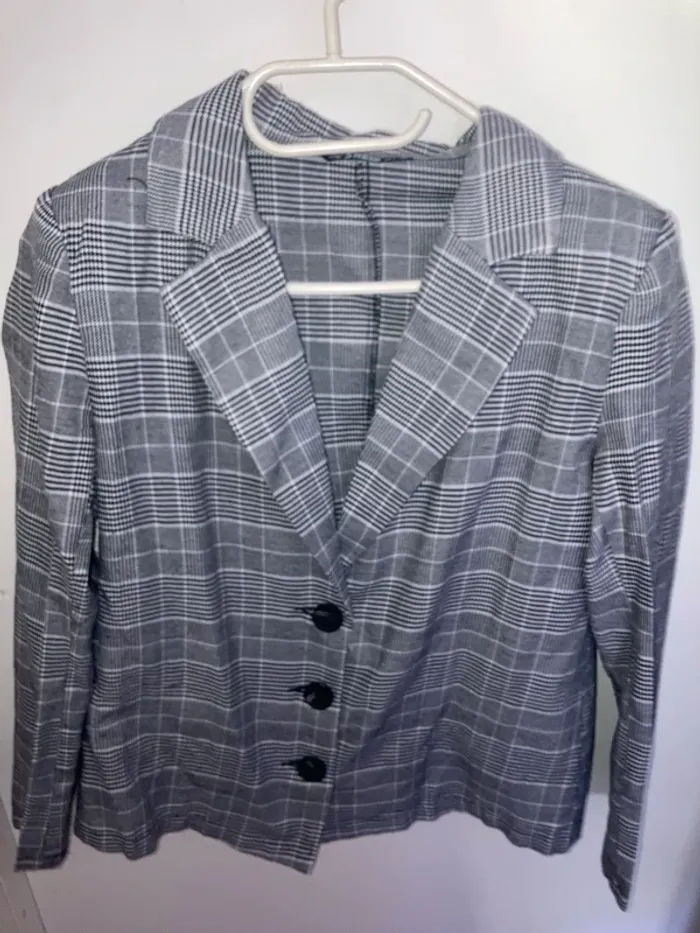 Blazer fin à carreau gris - photo numéro 2