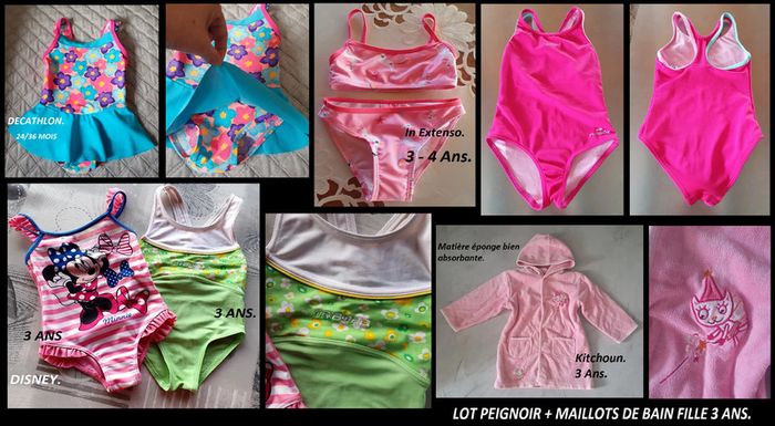 LOT maillots de bain + peignoir fille 3 ans.
