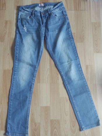 Jean bleu clair slim effet déchiré Gémo M