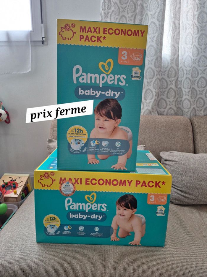 2 maxi pack pampers baby dry taille 3 total 272 couches