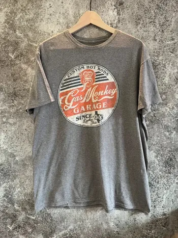 T-shirt gris homme Gas Monkey Garage taille L Camiseta hombre Maglietta uomo Herren