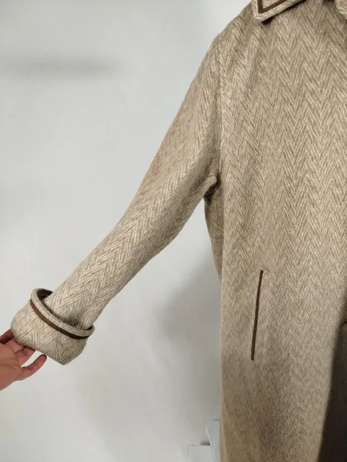 Manteau long beige femme 100% laine coupe élégante - confortable et chic A260 - photo numéro 10