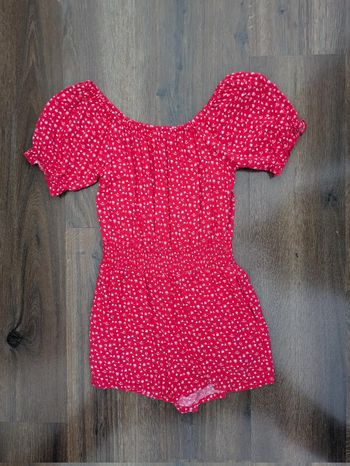 Combishort fleuri fille 10 ans Gémo rouge