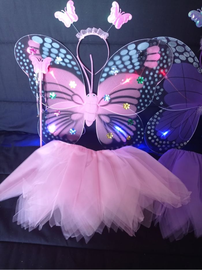 Lot déguisement papillon rose et violet à LED - photo numéro 5